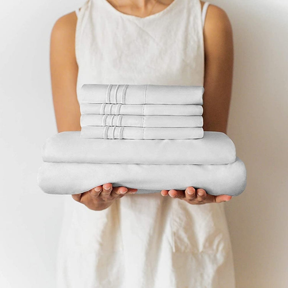 King size 6 Piece Sheet Set color white